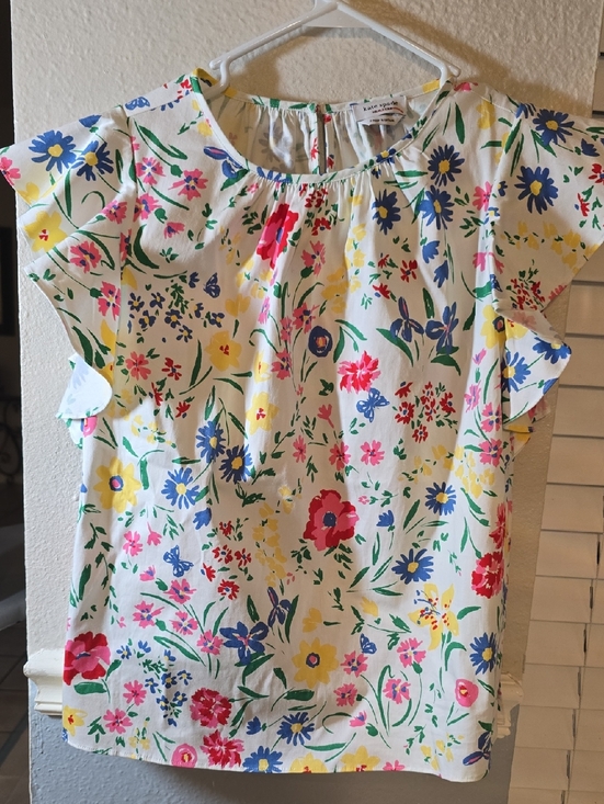 kate spade Tops - kate spade White Floral Ruffle Sleeve Blouse